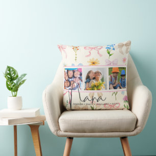 Coussin Nana Trois photo ruban rose Texte superposition de