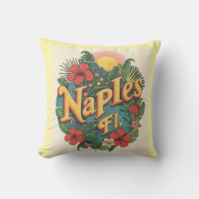 Coussin Naples florida dreaming  (Recto)
