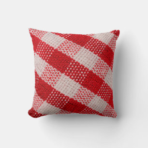 Coussin Nappe en tissu à damiers rouge texture motif ba