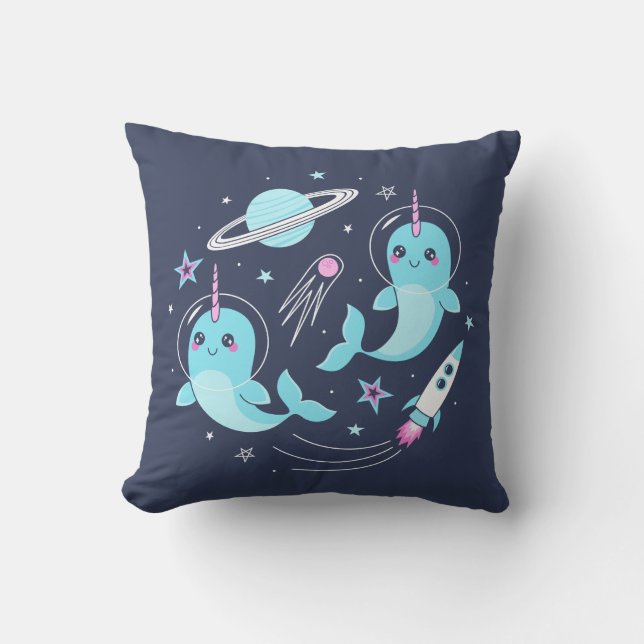 Coussin Narwhals spatiaux (Recto)
