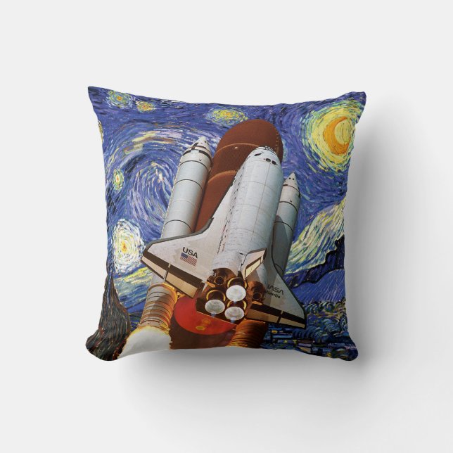 Coussin NASA Space Shuttle Lancement Van Gogh Starry Nuit  (Recto)