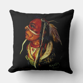 Coussin Native American "Kaw Warrior" Throw Pillow