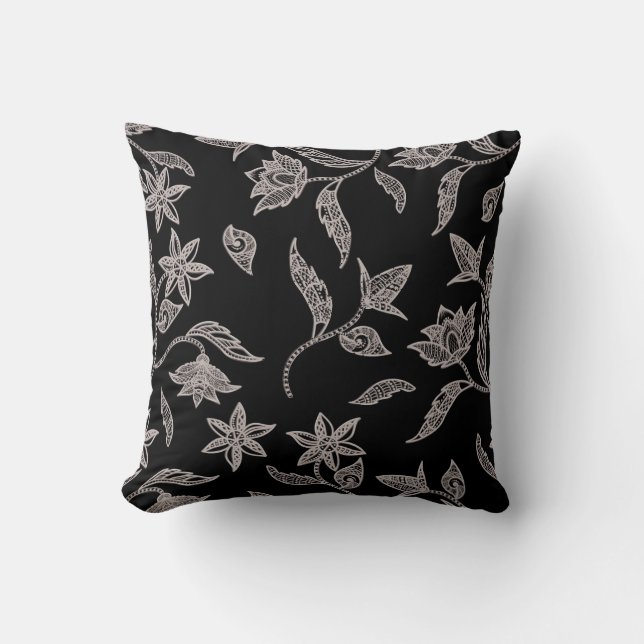 Coussin Nature minimaliste noire et blanche (Recto)