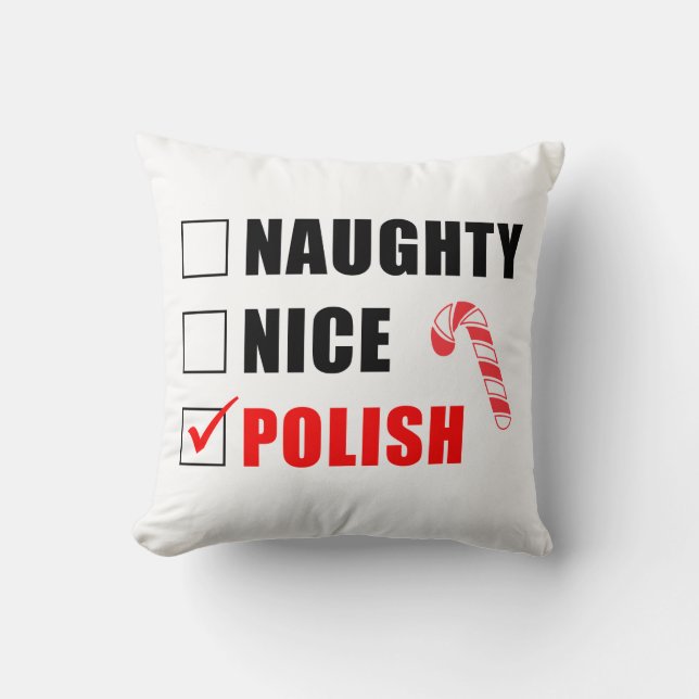 Coussin Naughty Nice Polonais Design de Noël (Recto)