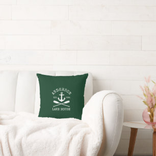 Coussin Nautical Lake House Famille Ancre Oars Green