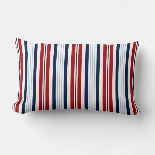 Coussin nautique à rayures blanches, bleu marine,  (Recto)