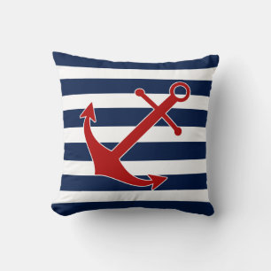 Coussin nautique, Ancre, Bleu et Blanc Maritime