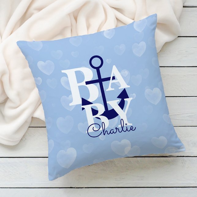 Coussin Nautique Ancre Décor Marine Bleu (Créateur téléchargé)