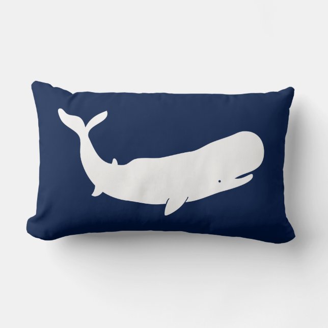 Coussin nautique, Baleine, Bleu et Blanc, Maritime (Recto)