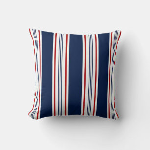 Coussin nautique, Bleu, Blanc, Rouge rayé
