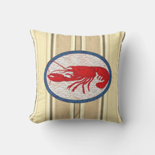 Coussin Nautique bleu blanc rouge vintage de homard