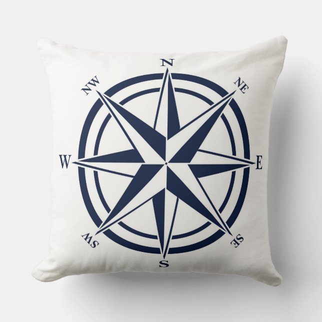 Coussin Nautique bleu de rose de boussole (Recto)