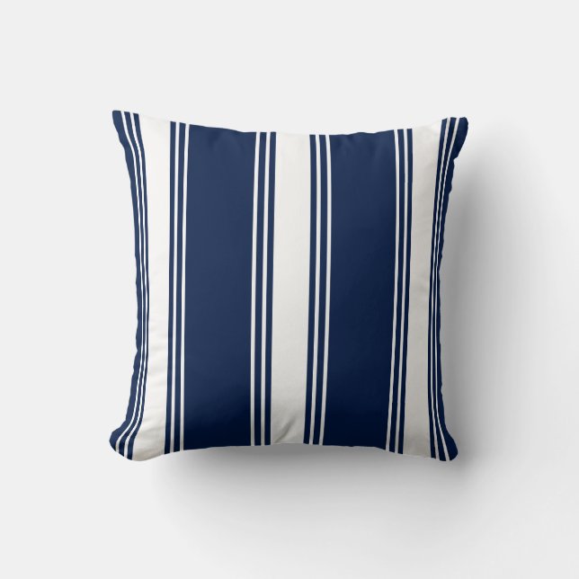 Coussin nautique, , Coussins rayés bleus (Recto)