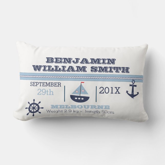 Coussin nautique de faire-part de naissance pour (Recto)