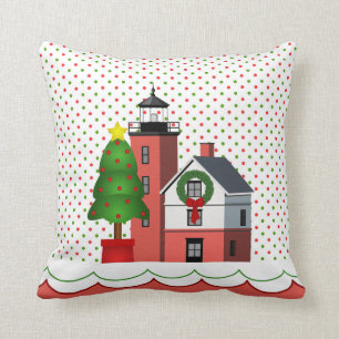 Coussin nautique de Noël avec le phare