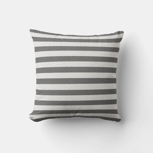 Coussin nautique de rayure noire et grise (Recto)