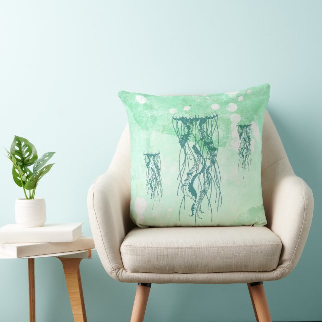Coussin Nautique méduse Sea Green Aquarelle (Chaise)