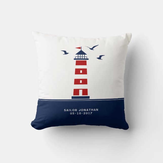 Coussin nautique, Phare, Personnalisable (Recto)