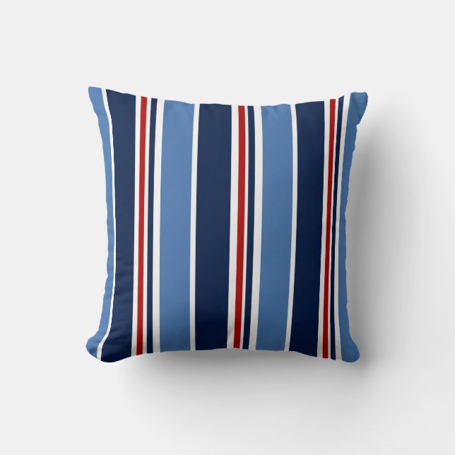 Coussin nautique, Rouge, Blanc, Bleu, Maritim (Recto)