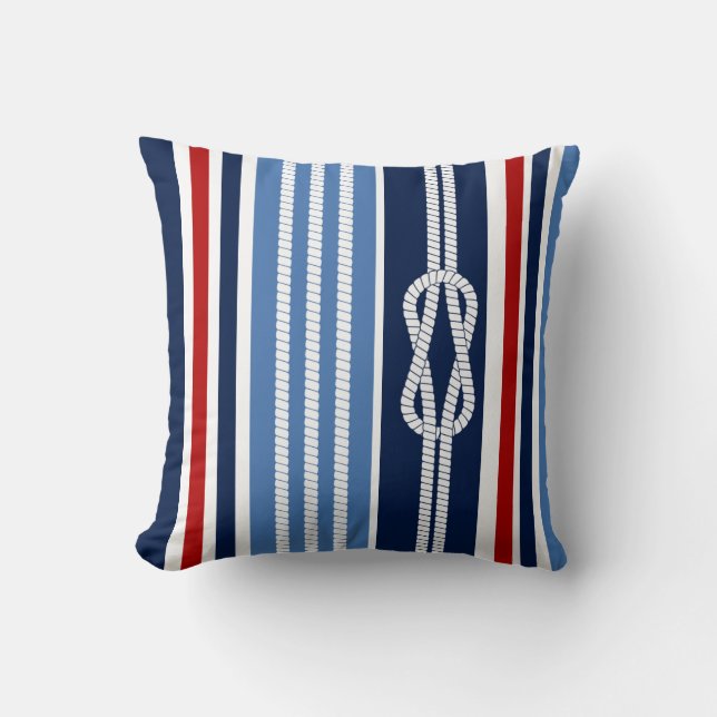 Coussin nautique, Rouge, Blanc, Bleu, Maritim (Recto)
