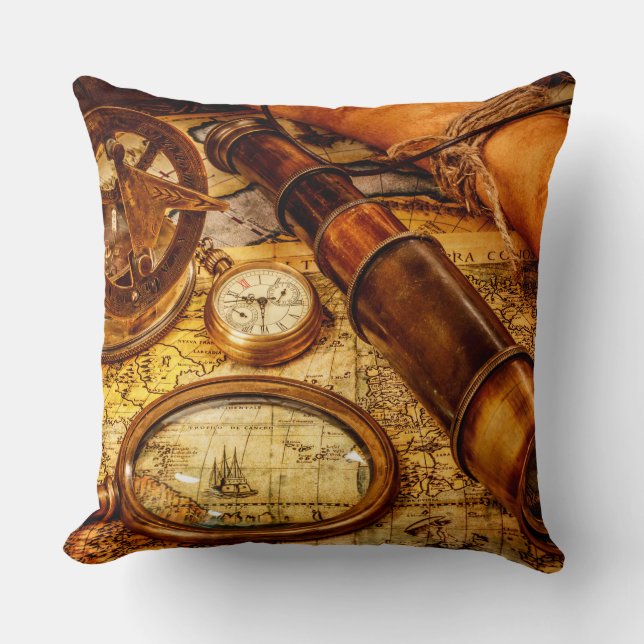Coussin nautique vintage de carte (Recto)