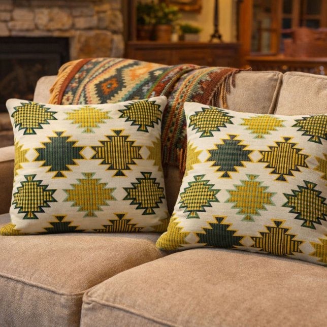 Coussin Navajo Green And Brown  (Créateur téléchargé)