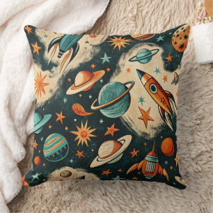 Coussin Navires-fusée vintages pour engins spatiaux Motif