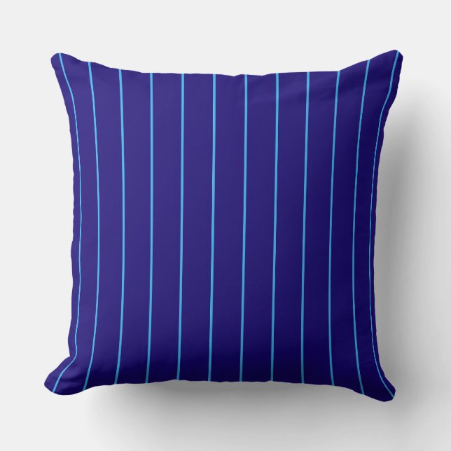 Coussin Navy Blue Pinstripe Throw Pillow | Modern Coastal  (Recto)