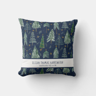 Coussin Navy Blue Woodland Forest Neige Bébé statistiques 