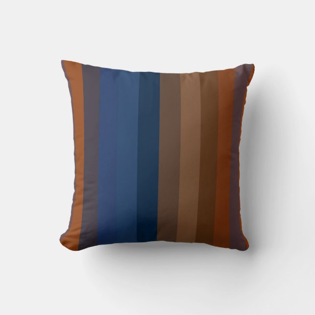 Coussin Navy & Rust Vertical Stripes (Recto)