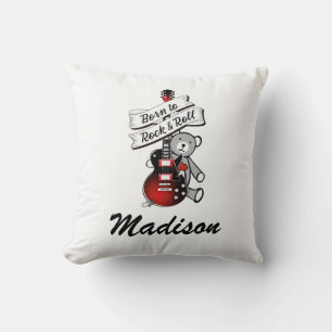 Coussin Né à Rock and Roll Custom Baby Guitar Nursery