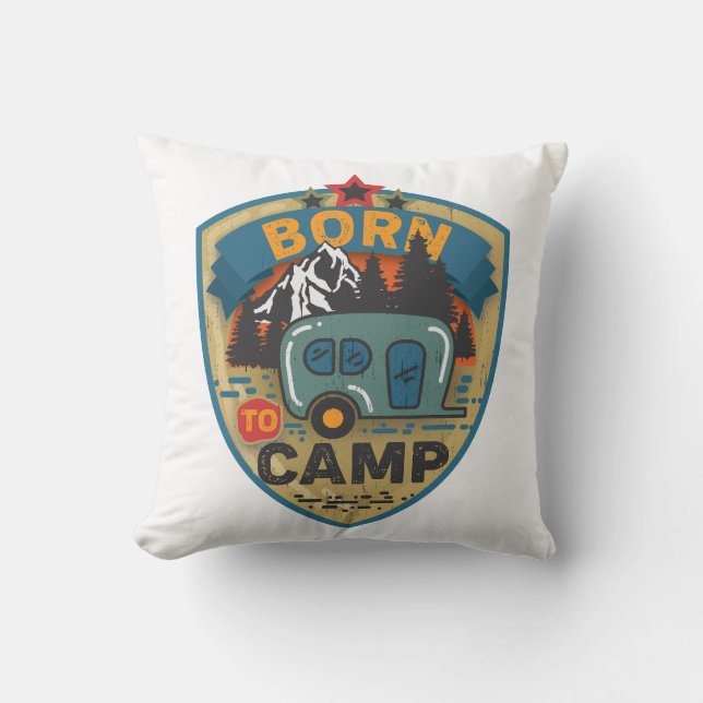 Coussin Né Au Camp Retro Vintage (Recto)