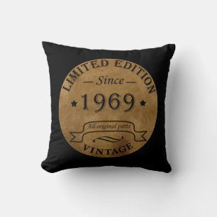Coussin Né en 1969 fête d'anniversaire vintage