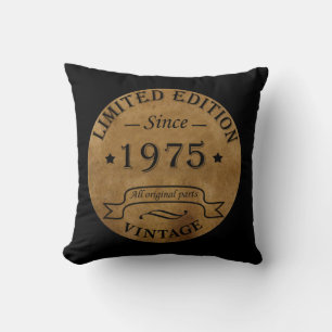Coussin Né en 1975 cadeau vintage 50e anniversaire