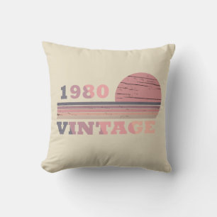 Coussin Né en 1980 Cadeau d'anniversaire élégant vintage