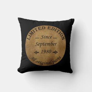 Coussin Né en septembre 1980 Cadeau d'anniversaire vintage
