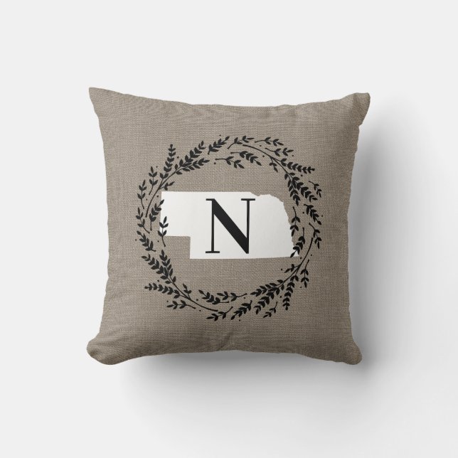 Coussin Nebraska Rustic Wreath Monogram Jeu d'oreiller (Recto)