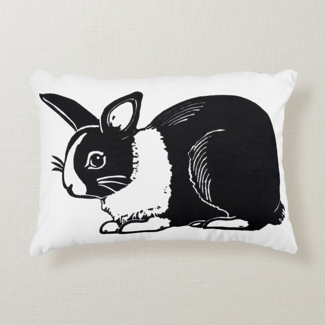Coussin néerlandais noir et blanc d'accent de (Devant)