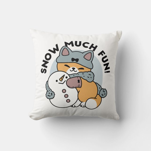 Coussin Neige beaucoup amusant Chat hiver vacances Design (Recto)