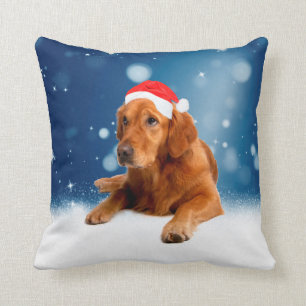Coussin Neige mignonne de casquette de Père Noël de chie