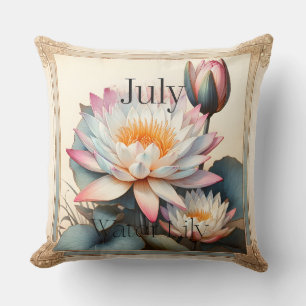 Coussin Nénuphar de juillet Fleur de naissance Mensuelle B