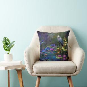 Coussin Nénuphar enchanté de l'étang Nature Aquarelle