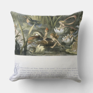 Coussin Nénuphars et fées de l'eau, illustration de