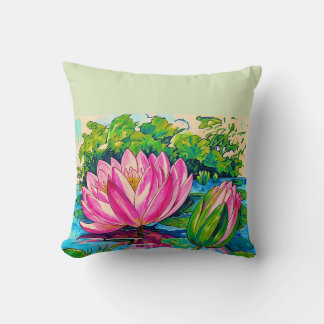 Coussin nénuphars vintage -