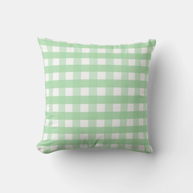 Coussin Neo Mint Green et White En vichy (Recto)