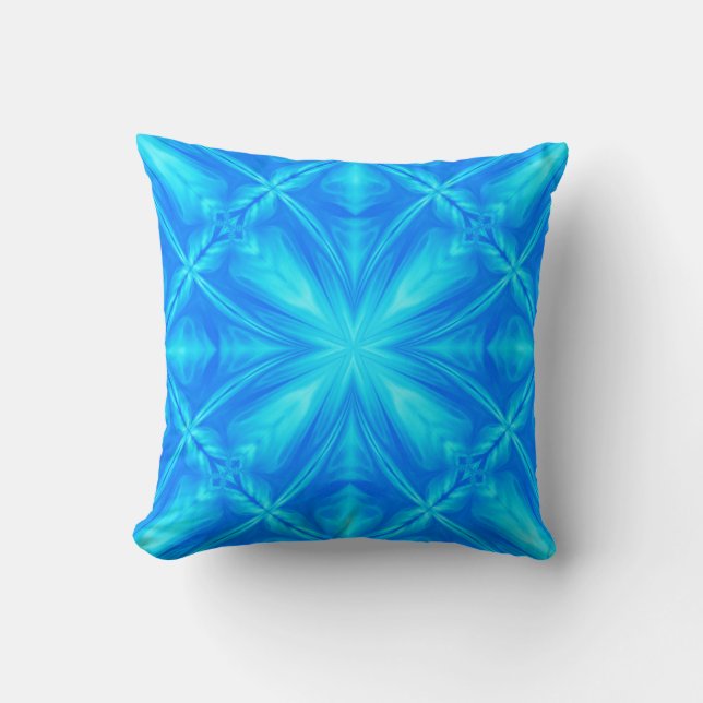 Coussin Neon Blue Turquoise Psychedelic Cloudy Abstrait (Recto)