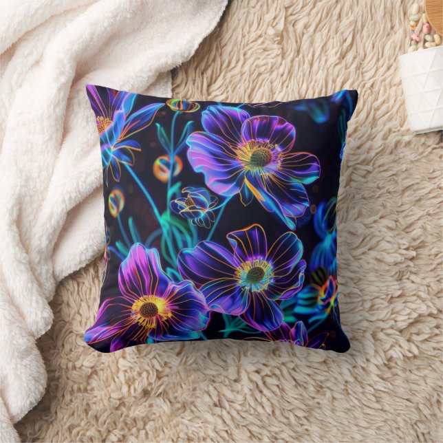 Coussin Neon branché vibrant floral (Couverture)