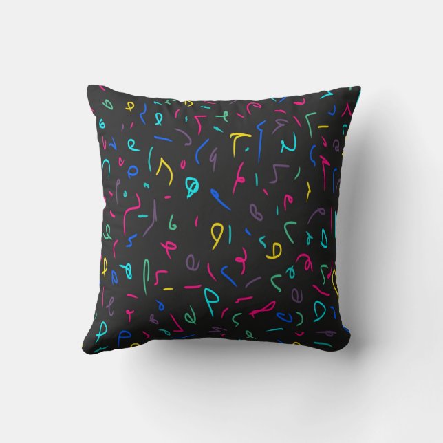 Coussin Neon Bright Marques sur Noir (Verso)
