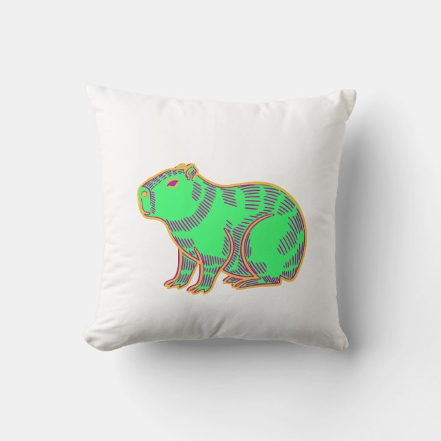 Coussin Neon Capybara – Cute Colorful Animal  (Recto)