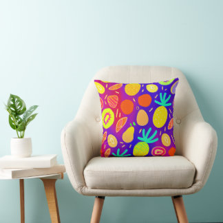 Coussin Neon Dynamic Fruit Motif Art